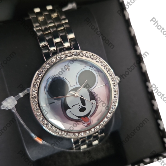 Disney Mickey Mouse Silver Tone Zirconia Wrist Watch